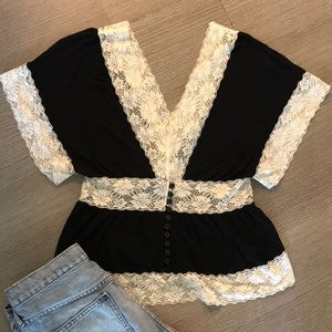 Black & off white Lace shirt